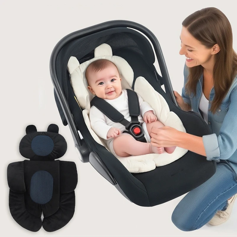 Plüsch-Babyauto-Sitzkissen und Kinderwageneinlage – extra weiches Fleece-Stützkissen für Neugeborene für Kinderautositze, Rocker und Reisen Image