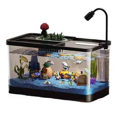 20L Aquarium Tank mit Licht und Wasserpumpe Aquarium Starter Kits Tabletop Betta Aquarium für Fische, Garnelen Goldfische