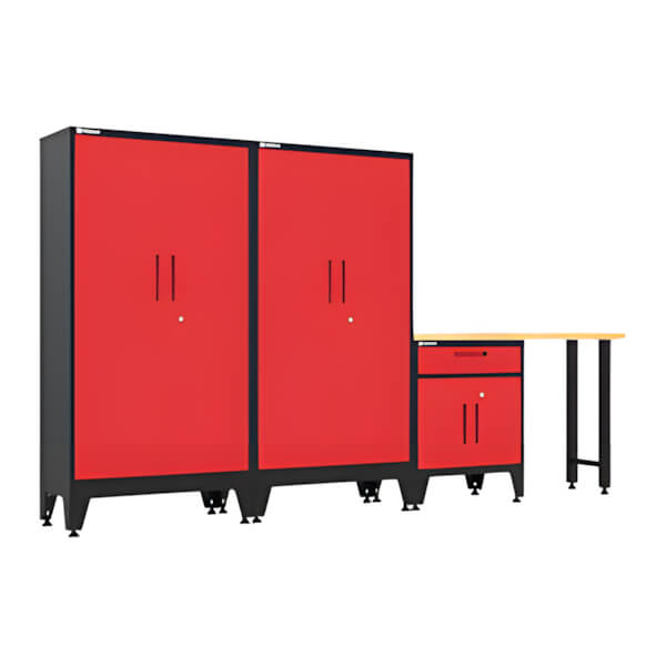 Armadillo Tough Red 4-Piece Garage Cabinet Set with Levelers