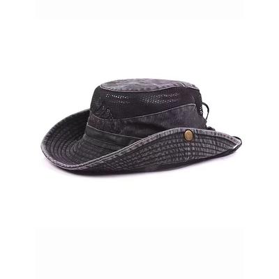 Men's Outdoor Sun Protection Safari Hat – Breathable Wide Brim Mesh Fishing Hat with Chin Strap for Hiking, Camping and Travel
