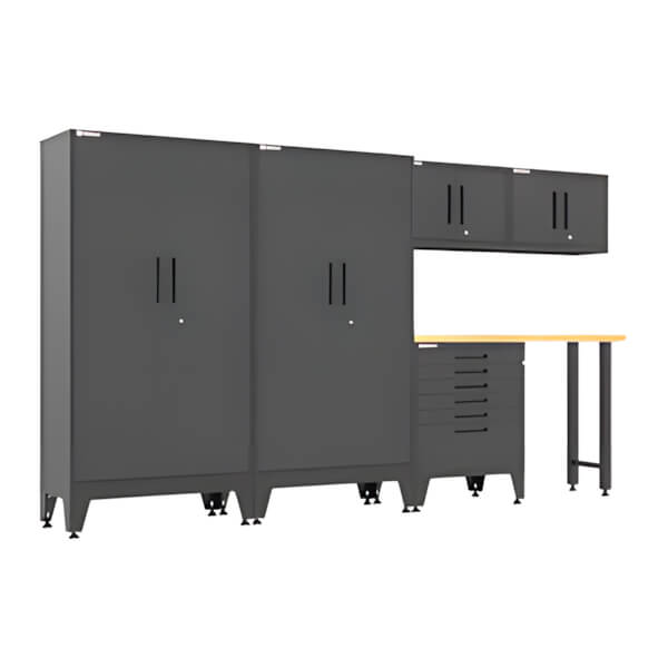 Armadillo Tough Black 6-Piece Garage Cabinet Set with Levelers