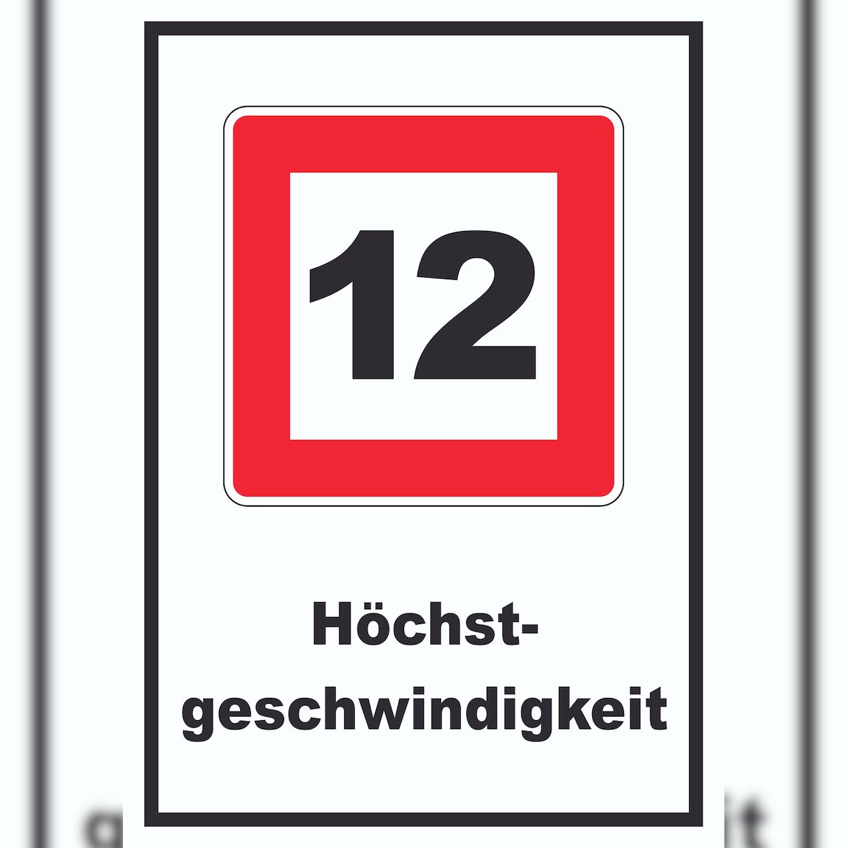 HB-Druck Höchstgeschwindigkeit 12 km/h nicht zu überschreiten Schild mit Symbol und Text A5 (148x210mm) Image
