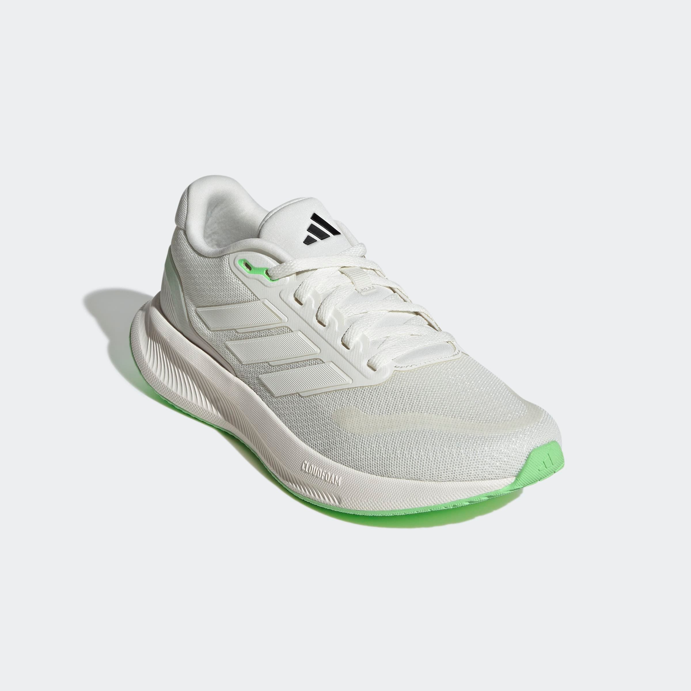 Laufschuh ADIDAS PERFORMANCE "RUNFALCON 5", Damen, Gr. 41, weiß (sanftes weiß, sanftes weiß, lime burst), Synthetik, Textil, Schuhe Laufschuh
