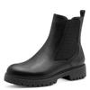 Chelseaboots TAMARIS, Damen, Gr. 42, schwarz, Leder, Lederimitat, klassisch, Schuhe, Blockabsatz, Stiefelette mit Kontrast-Rahmennaht