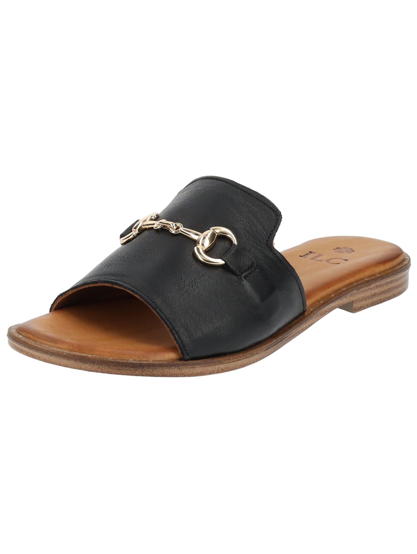 Pantolette ILC "ILC Pantoletten Leder", Damen, Gr. 38, schwarz, Leder, Schuhe Pantolette