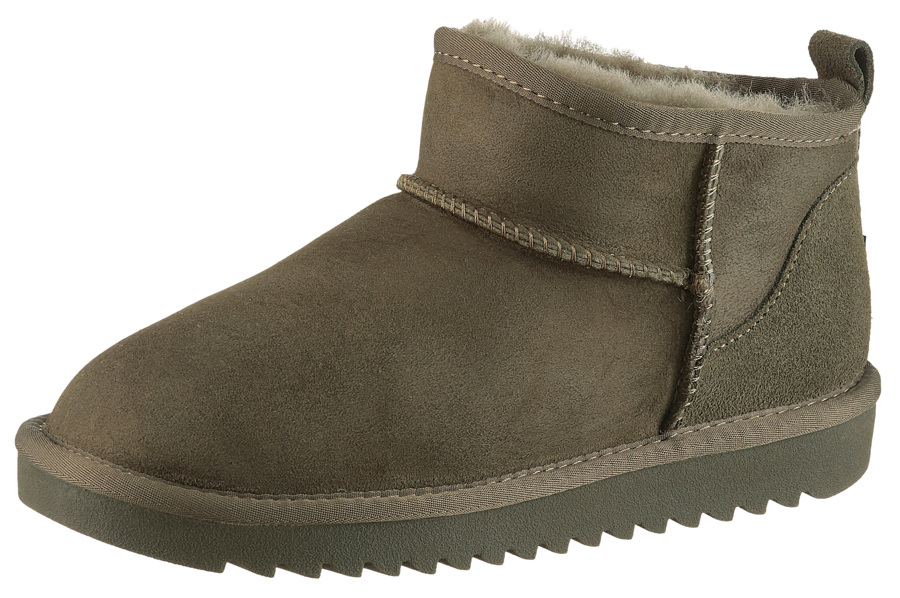 Winterboots ARA "ALASKA", Damen, Gr. 41, khaki, Lammfell, Veloursleder, unifarben, Schuhe, Schlupfboots, Snowboots, Winterboots in Bequemweite H = sehr weit