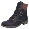 Schnürstiefelette RIEKER, Damen, Gr. 42, schwarz (schwarz, cognac), Lederimitat, unifarben mit Farbeinsatz, klassisch, Schuhe, Schnürboots, Stiefelette, Blockabsatz, mit gepolstertem Schaftrand