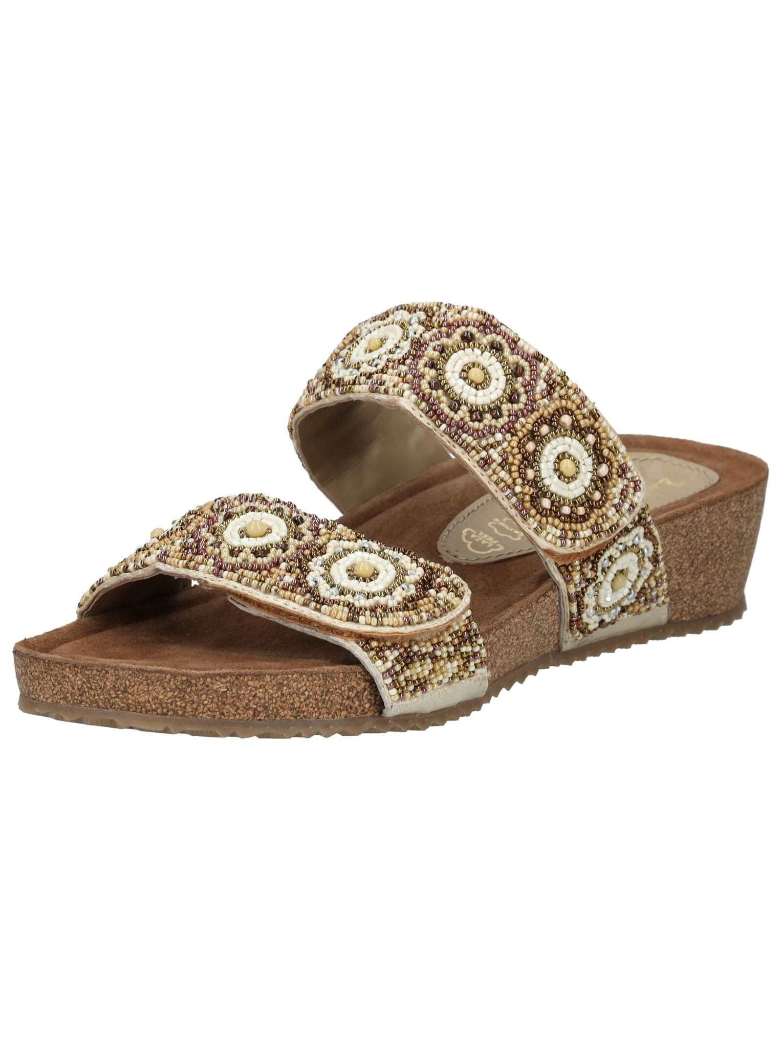 Pantolette LAZAMANI "Lazamani Pantoletten Leder", Damen, Gr. 37, beige, Leder, Schuhe Pantolette