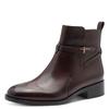 Stiefelette TAMARIS, Damen, Gr. 37, braun (dunkelbraun), Glattleder, unifarben, klassisch, Schuhe, Blockabsatz, Businessschuh, Ankleboots mit T-Logoverszierung