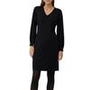 Strickkleid S.OLIVER BLACK LABEL, Damen, Gr. 44, N-Gr, schwarz, Strick, Obermaterial: 71% Viskose, 29% Polyester, unifarben, casual, regular fit kniefrei, V-Ausschnitt, Langarm Rippbündchen, Kleider, mit V-Ausschnitt