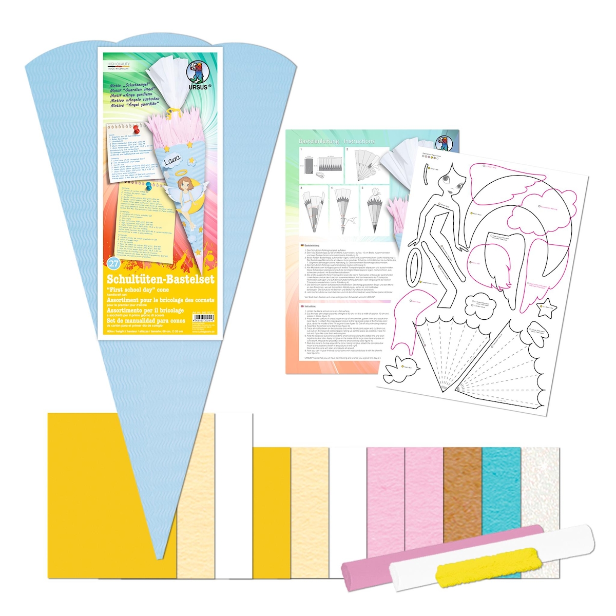Schultüten-Bastelset Schutzengel, hellblau Image