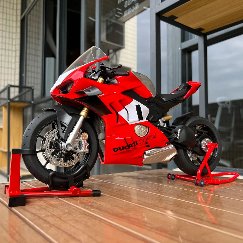1:6 Ducati V4S Spray Motorrad Legierung Druckguss Modellauto Sound und Licht dynamische Ornamente Dekoration Sammlung Hobby Geschenk Junge