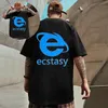 25-26 Streetwear Ecstasy Neues T-Shirt Y2K Herren Harajuku Weißes T-Shirt Buchstabenmuster Gedruckt Große Lose Kurzarm Gothic Top