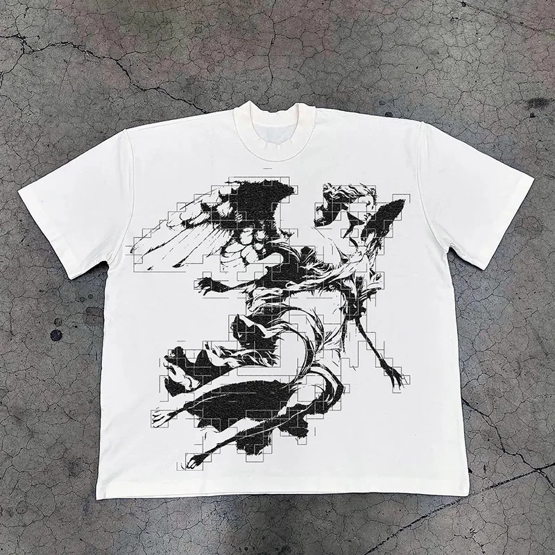 Cleanfit Punk Y2K Baumwolle T-Shirt Hiphop Ästhetik Grafikdruck Kurzarm T-Shirt Streetwear Rock Goth Einzigartige übergroße T-Shirts