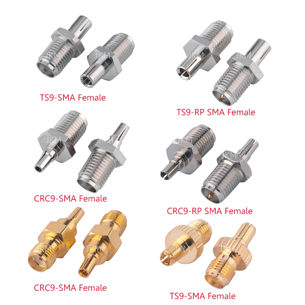 1PCS RF Koaxial Adapter SMA Zu TS9 CRC9 Coax Jack Stecker RP SMA Weibliche Jack Zu TS9 CRC9 stecker Silber Gold Image