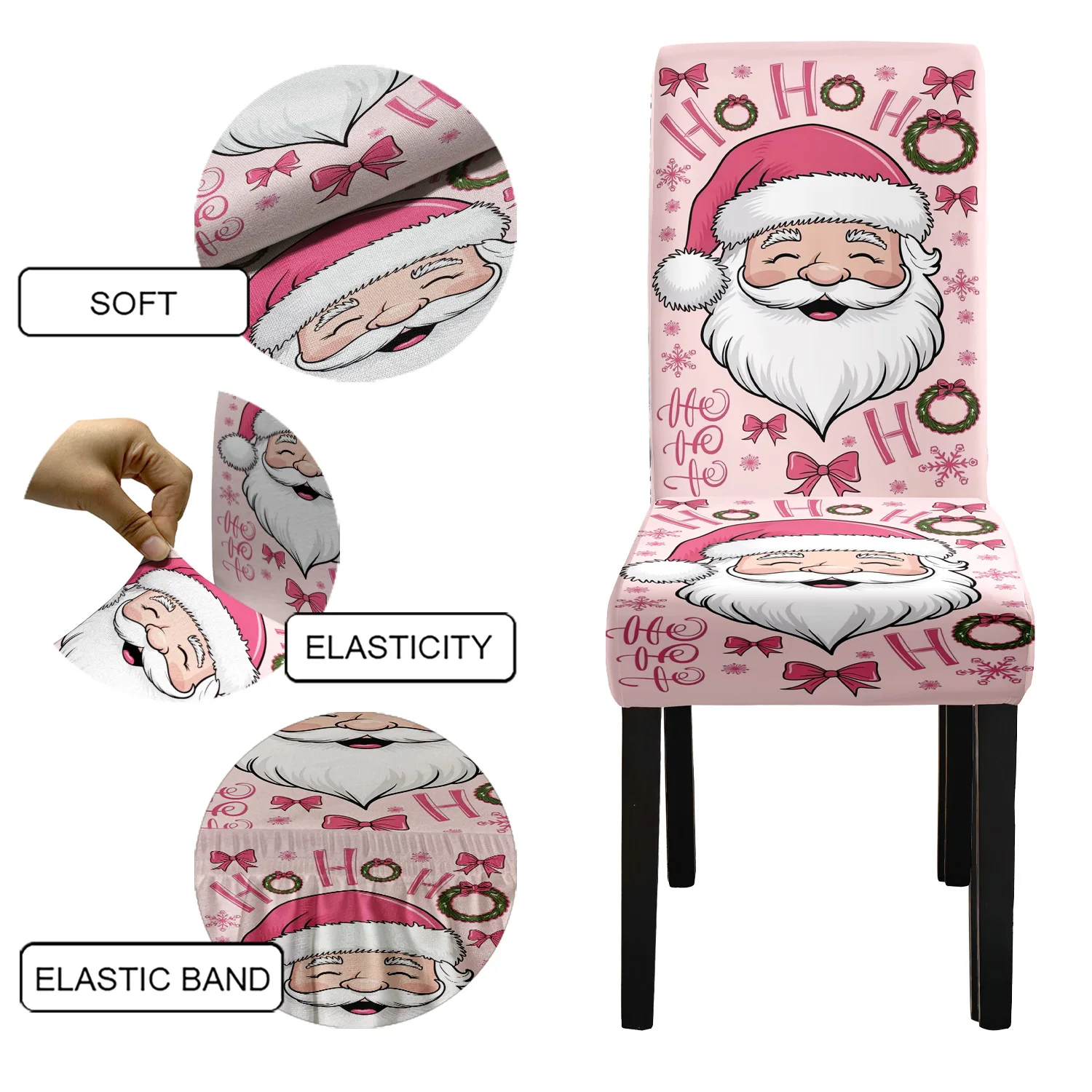 1/4/6 Stück Home Stuhlhussen Weihnachtsthema Stretch Spandex Parsons Stuhlhussen Bedruckte Esszimmerstuhlhussen Urlaub Wohnkultur Image