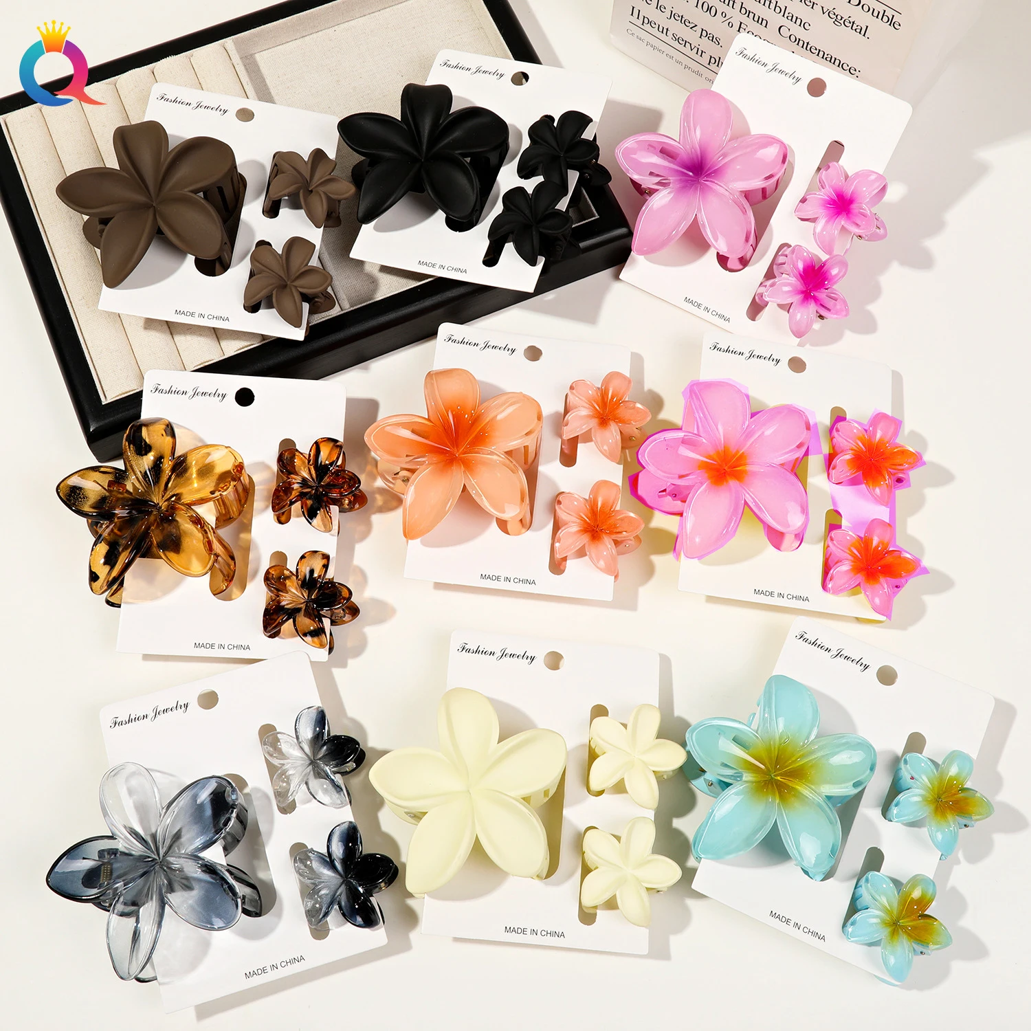 3PCS Blume Haar Klaue Clips Greifen Frauen Mode Große Haar Clips Barrettes Strand Urlaub Böhmen Haarnadeln Mädchen Haar Zubehör Image