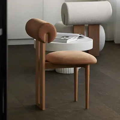 Nordic Retro Solid Wood Makeup Chair with Backrest High Quality Leisure Dining Table And Stool Set for Cafe