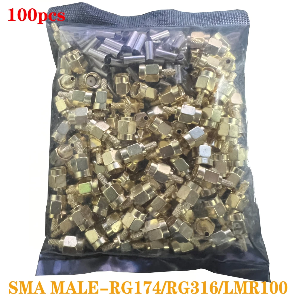 100 Stück SMA-Stecker Schott Crimp RG316 RG174 LMR100 Kabel RF-Koaxialstecker Drahtklemmen 50 Ohm Image