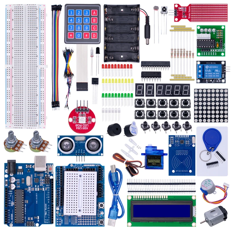 Starter-Kit für Arduino Uno R3 – Uno R3 Steckbrett und Halter Schrittmotor / Servo /1602 LCD / Überbrückungskabel / UNO R3 Image