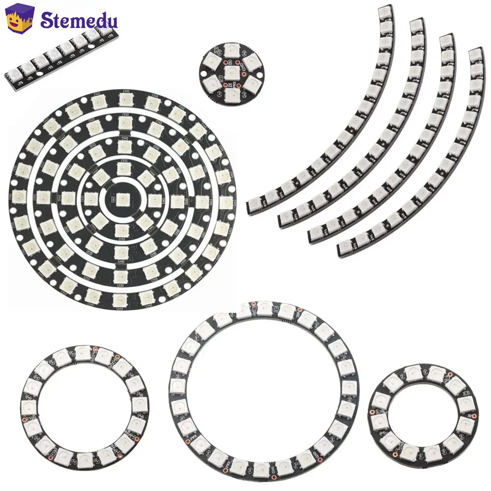 WS2812B 5050 RGB LED Ring 7/8/12/16/24/60 Bits Lampe Licht mit integrierten Treibern WS2812 für Arduino Raspberry Pi Image