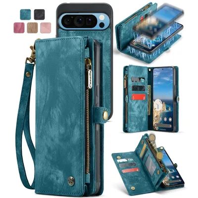 2-IN-1 Detachable 8-Card Leather Case for Google Pixel 10 Pro XL 5G 2025 Flip Cover Phone Pixel 9 Pro XL 9A Pixel10 Magnet Cover