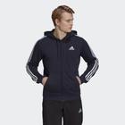 adidas Sportswear Mens Essentials French Terry 3-Stripes Full-zip Hoodie - Navy Cotton - Size 2XL | adidas Sportswear Sale | Discount Designer Brands