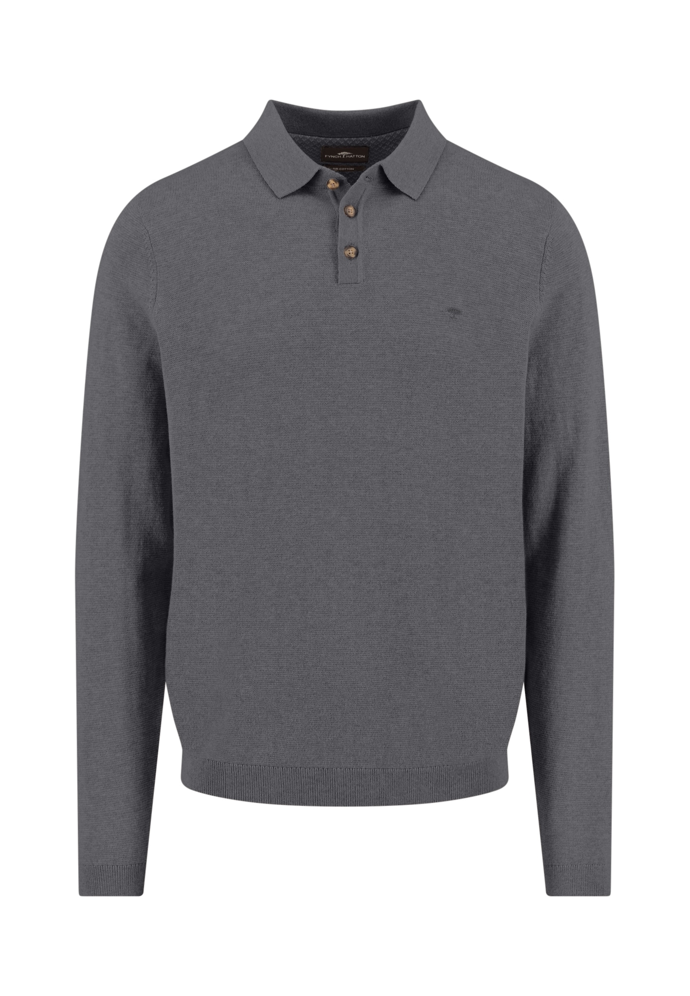 Strickpullover FYNCH-HATTON, Herren, Gr. XXL, steel, Strick, Obermaterial: 95% Baumwolle, 5% Kaschmir, unifarben, regular fit taillenbedeckt, ohne Ausschnitt, Pullover, mit Logo Stickerei Image