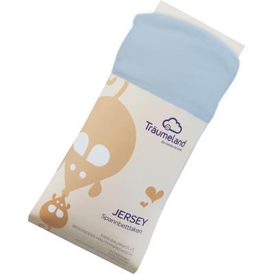 Bettlaken TRÄUMELAND "kuschelweiches Spannbetttuch Jersey", blau (hellblau), B:100cm L:100cm, Jersey, Obermaterial: 100% Baumwolle, Laken, aus 100% kuscheliger Baumwolle Image