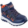 Klettstiefel SKECHERS "STORM BLAZER", Kinder, Gr. 30, blau (navy, orange), Lederimitat, Textil, kontrastfarbene Details, casual, Schuhe, Freizeitschuh mit waterproof, Größenschablone zum Download