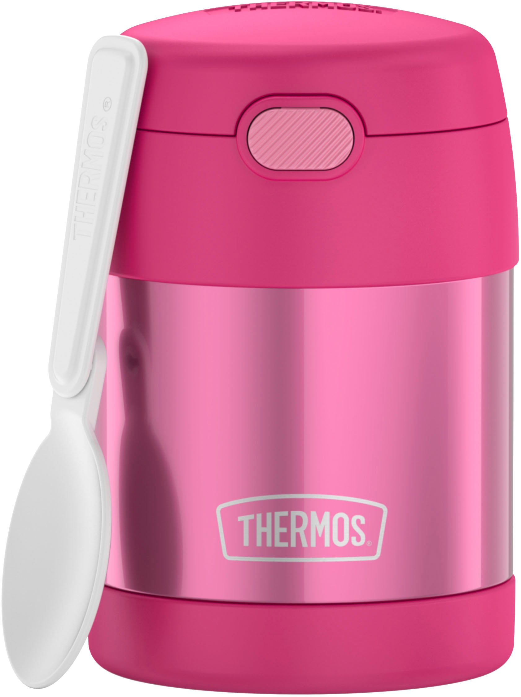 Thermobehälter THERMOS "FUNTAINER FOOD JAR, Thermobehälter für Essen, spülmaschinenfest", raspberry pink, B:8,9cm H:13,5cm, Lebensmittelaufbewahrungsbehälter, 0,3l, 5h heiß & 7h kalt, dicht & auslaufsicher, mit klappbarem Löffel