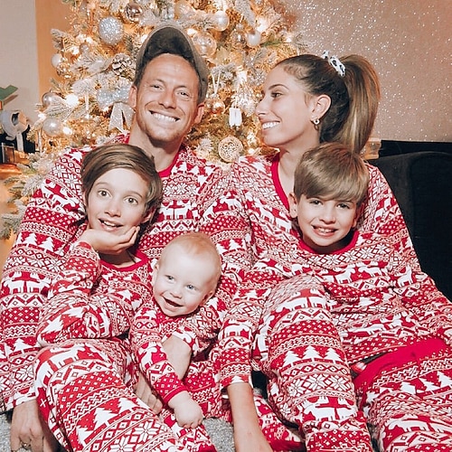 Pyjamas de Noël en famille Vêtements de Nuit Sapins de Noël Renne Rodolphe Graphique Tenues assorties à la famille Doux pour Homme Femmes Garçons Fille Adultes Enfant Noël Nouvel An la veille de Noël