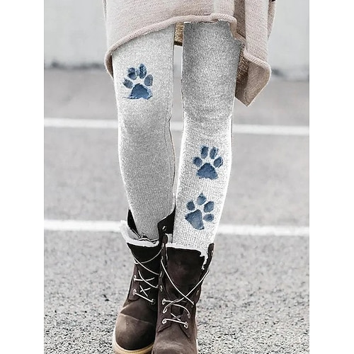 Damen Leggings Urlaub Vintage Ethno-Stil Volle Länge Hohe Taille Grafik Katze 3D-Druck Schnelltrocknend Atmungsaktivität Weich Dehnbar Täglich Heim Outdoor Blau Weiß Grau Sommer Frühling Herbst Image