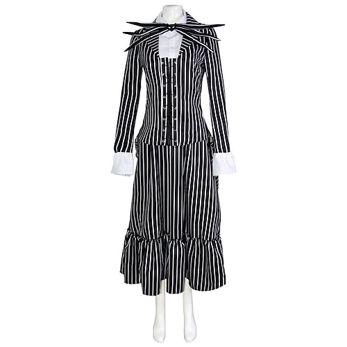 Jack Skellington Cosplay Kostüm Outfits Maskerade Der Albtraum vor Weihnachten Cosplay Erwachsene Damen Halloween Maskerade Einfache Halloween-Kostüme Verkleiden Image