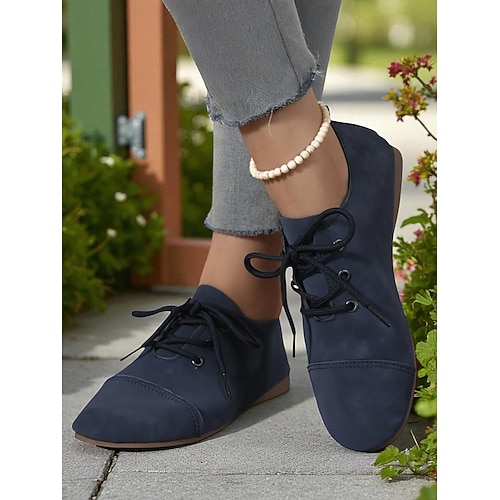 Damen-Schnürschuhe mit weiter Passform – lässige, bequeme Laufschuhe aus Wildlederimitat für den Alltag und zum Reisen Image