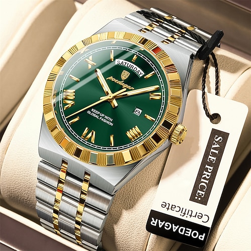 Luxus Business Herren Uhr Woche Datum Wasserdicht Leuchtende Uhren Valentinstagsgeschenk für Männer Edelstahl Quarz Herren Mode Armbanduhr Image