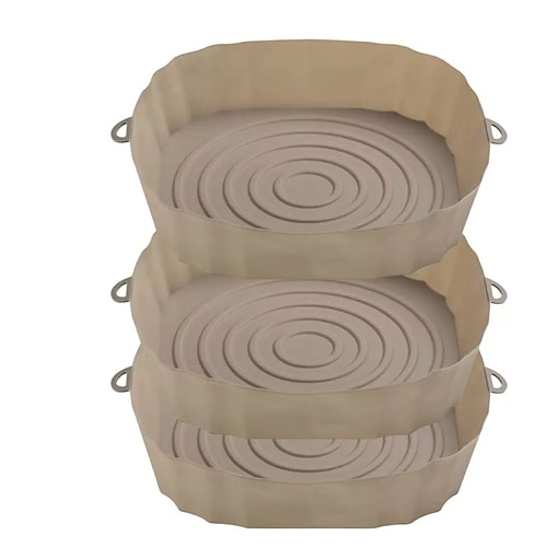 3er-Pack Silikon-Einlagen für die Heißluftfritteuse – 7,09 Zoll große, antihaftbeschichtete, wiederverwendbare Korb- und Schüsselmatten, Ofenzubehör, Backblech, Küchenhelfer für die Hausmannskost Image