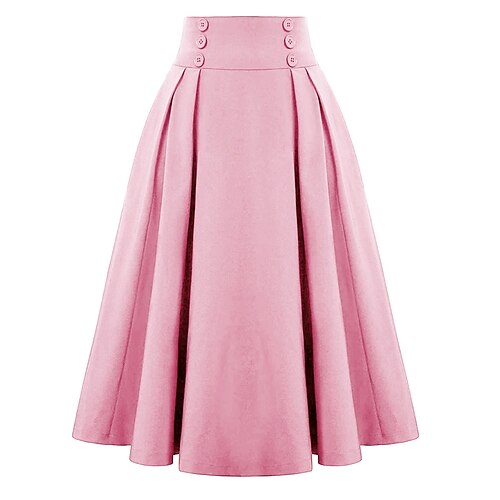 Damen Elegant Mode Midi Hohe Taille Röcke Einfach Druck Mikroelastisch Straße Date Kamel Rosa Fuchsie Dunkelblau Frühling Image