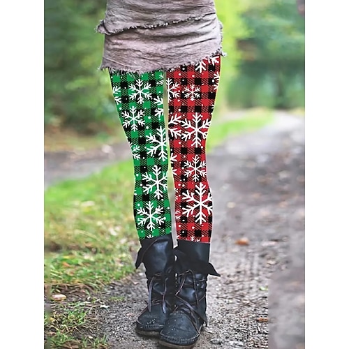 Weihnachten Damen Leggings Mode Basic Lässig Voll Länge Hochbundhose Hässliche Grafik Druck Thermo Warm Weich Atmungsaktiv Dehnbar Outdoor Urlaub Straße Schwarz Rot Blau Image