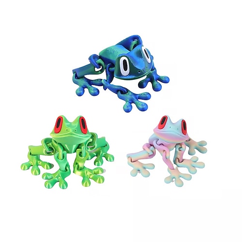 3/6 Stück 3D-gedruckter Magnetfrosch – bewegliches Froschmodell, 3D-gedruckte Schreibtischdekoration, Kühlschrankmagnet, Sammlerfigur, trendige Dekoration Image