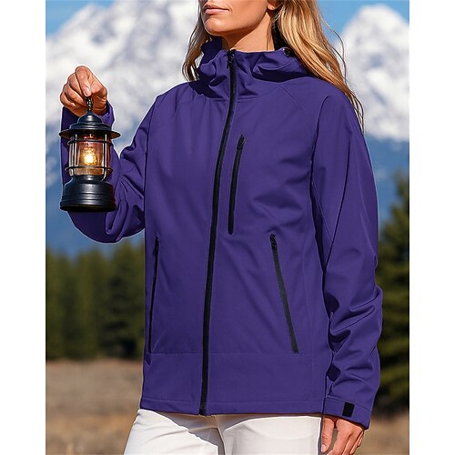 Damen Outdoorjacke Wanderjacke Wanderwindjacke Außen Wasserdicht Winddicht Wanderoutfits Wanderbekleidung Frühling Herbst Jacke Jagd Klettern Camping / Wandern / Höhlenforschung Einfarbig Schwarz Image