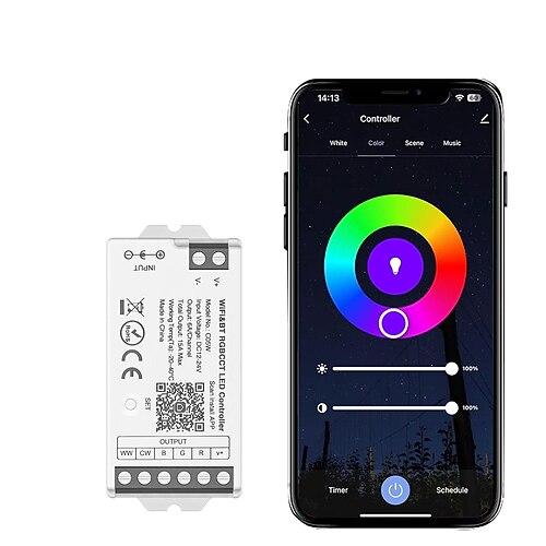 5050smd fcob cob rgbcct rf 2,4 ghz drahtlose fernbedienung rc03rfb c05rf tuya controller kit 4 zonen gruppensteuerung pwm rgbww(r g b c w) 6pin led streifen dc5v dc12v dc24v Image