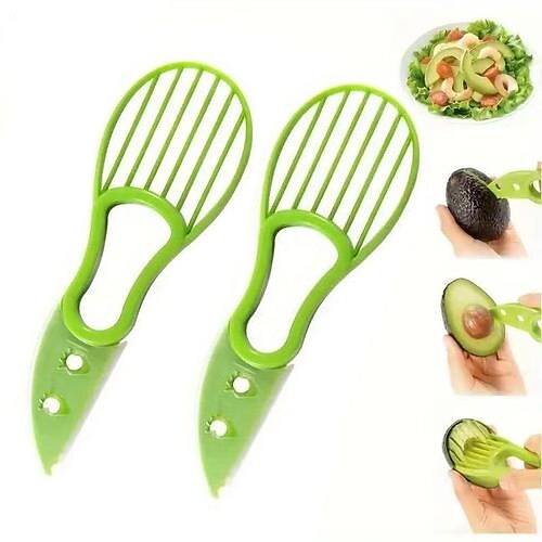 2-teiliger Avocadoschneider – 3-in-1-Werkzeug für die einfache und schnelle Avocado-Zubereitung, perfekt für den Einsatz im Freien und in der heimischen Küche, sicher und praktisch