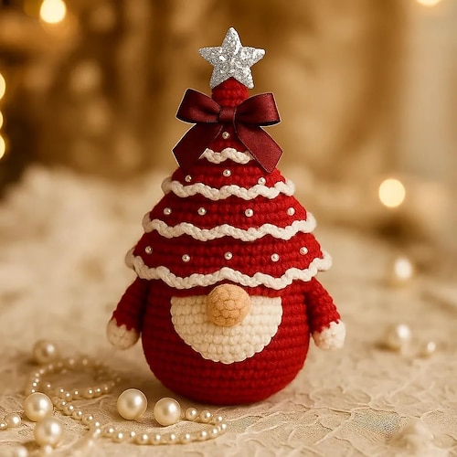DIY-Häkelset für Weihnachtsbaumzwerge, festliche Weihnachtswichtelpuppe, Häkelsets für Anfänger, einfaches Häkeln lernen, Weihnachtshandwerk, Weihnachtsdekoration, Ornament Image