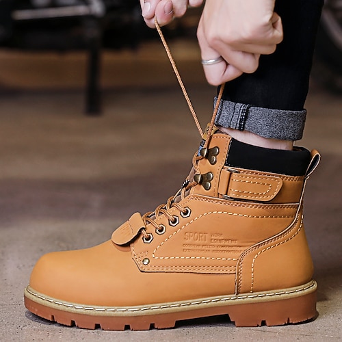 Herren-Arbeitsstiefel aus PU-Leder mit hohem Schaft Robustes Design mit verstellbarem Riemen für den harten Einsatz Image