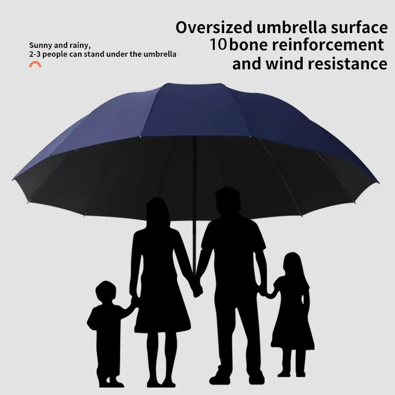 Supergroßer 130 cm manueller faltbarer Regenschirm für Männer und Frauen, winddicht, stark verstärkt, Sonne und Regen, großer Sonnenschirm Image
