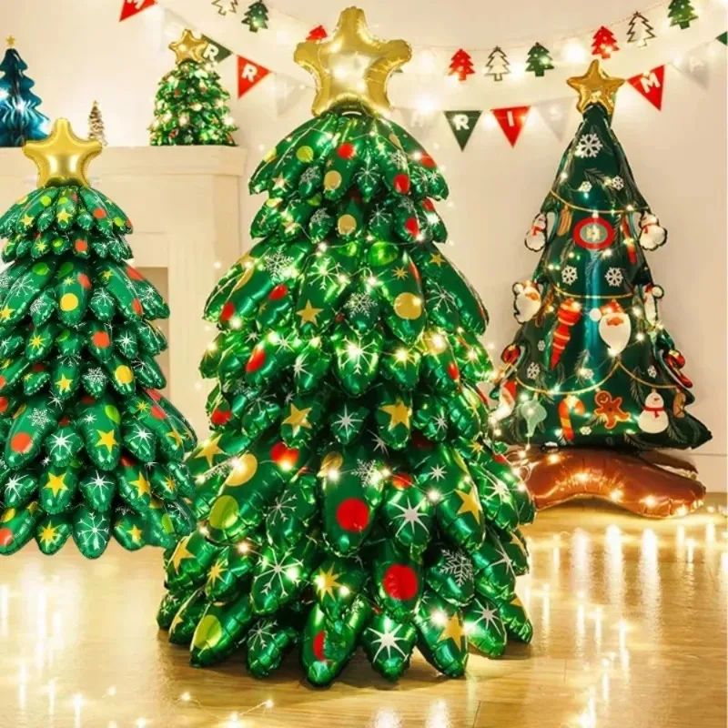 Großer 3D stehender Weihnachtsbaum-Folienballon mit LED-Leuchten, Neujahrsparty-Dekoration, Zubehör für Zuhause, Weihnachtsdekoration, Foto-Requisiten Image