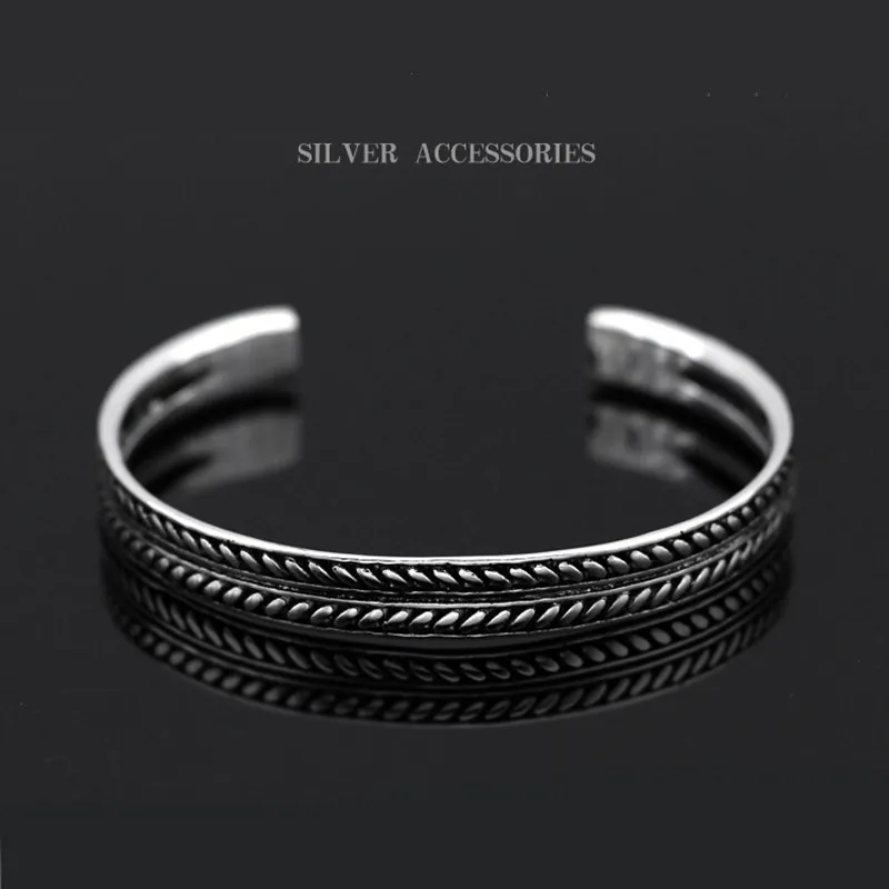 XIYANIKE Heißer Verkauf Silber Überzogene Silber Farbe Vintage Dekorative Blätter Muster Offene Armband Armreif Für Frauen Männer