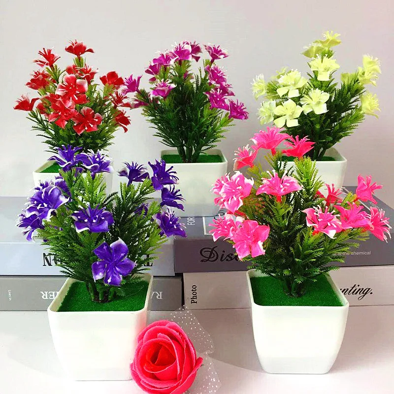 Uflower Künstliche Pflanzen Bonsai Kleine Blumen Topf Gefälschte Pflanze Topf Ornamente Für Home Zimmer Tisch Dekoration Hotel Garten Dekor Image