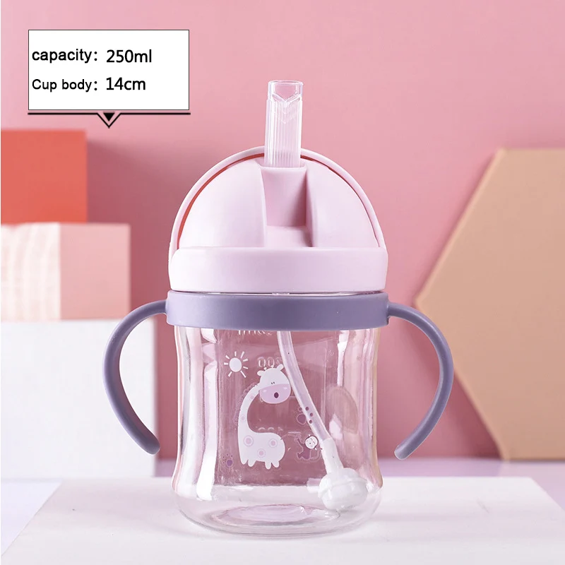 250ml Baby Klappe Stroh Tasse Lernen Trinken BPA FREI Cartoon Niedlichen Tier Flasche Trinken Wasser Tragbare Sport Flaschen Image